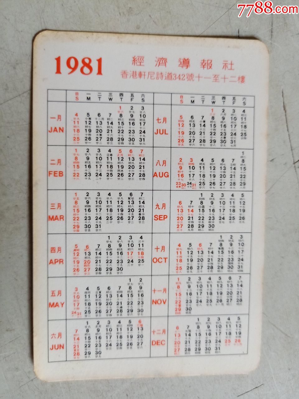 1981年(年历片)-se62512544-年历卡/片-零售-7788收藏