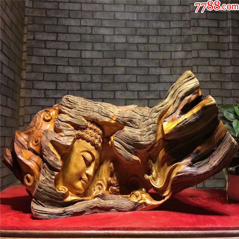 凉山崖柏根雕一心向佛佛像木雕实木手工艺品观音娘娘木制客厅摆件