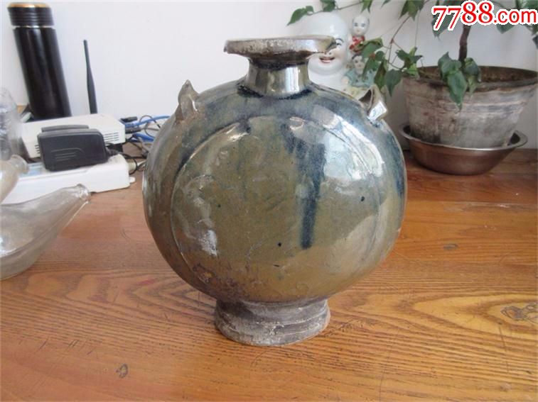 酱釉瓷器紫金釉酒壶扁壶酒具酒文化香油壶古瓷器收藏游牧民族悬挂