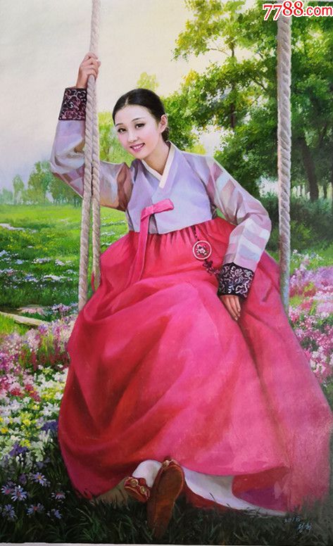 朝鲜美女油画