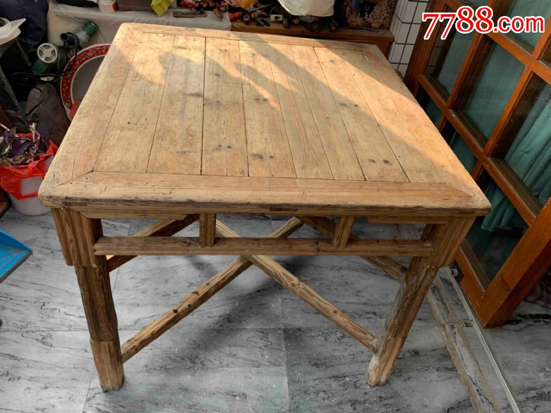 古董古玩收藏茶桌杂项清代方桌桌子木桌拼脚桌明式家具木器