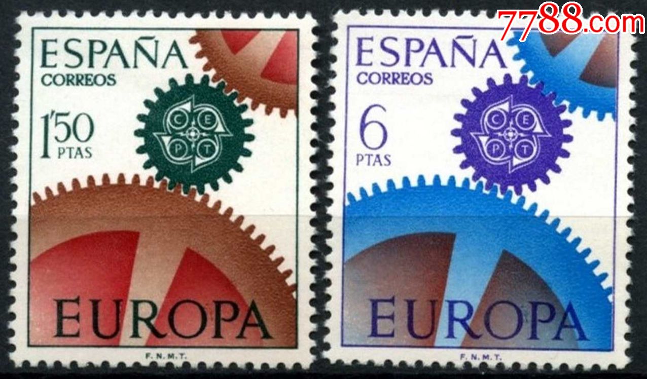 西班牙邮票1967年欧罗巴齿轮2全新