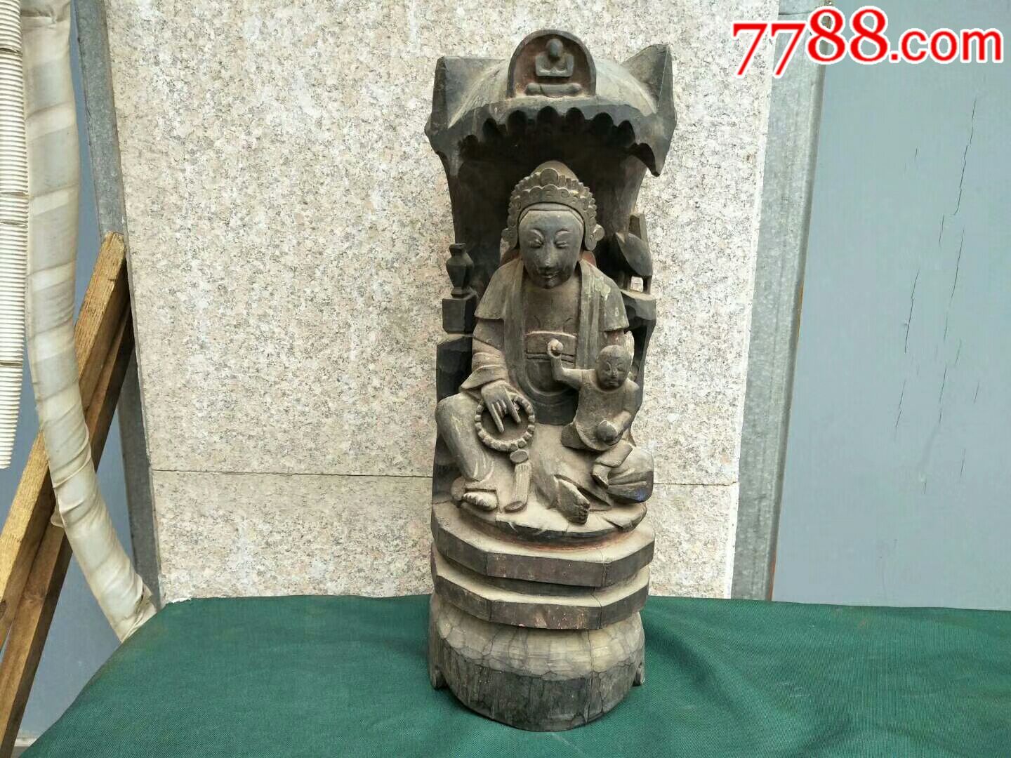 清代,木雕佛像,送子观音