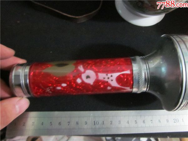上世纪70-80年代搪瓷小花鹿图案老式手电筒民俗老物品.
