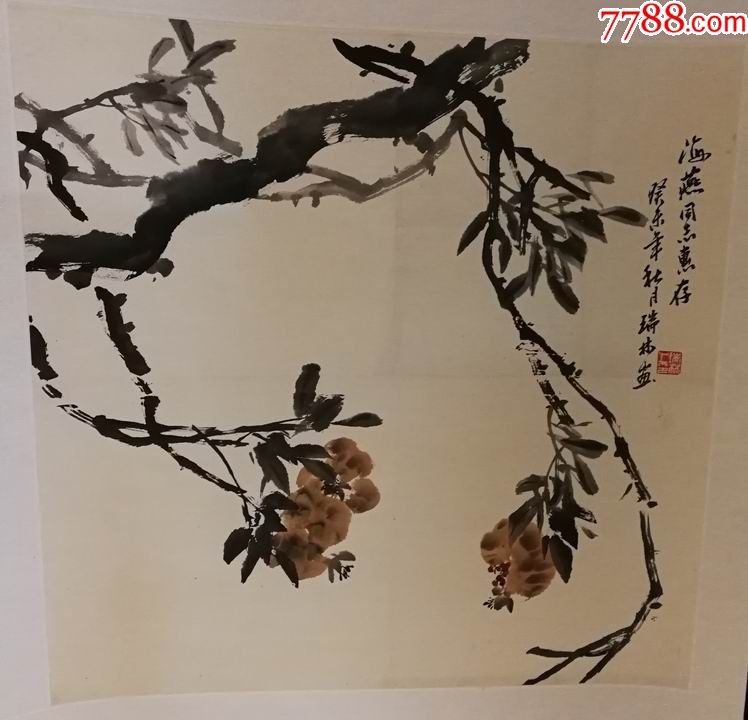 著名画家史瑞林手绘花鸟原作已裱画轴商品尺寸69公分68公分