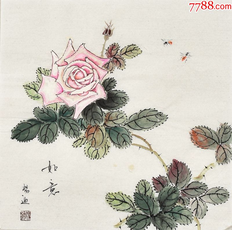 当代著名画家杨老师小品花鸟画gh03581