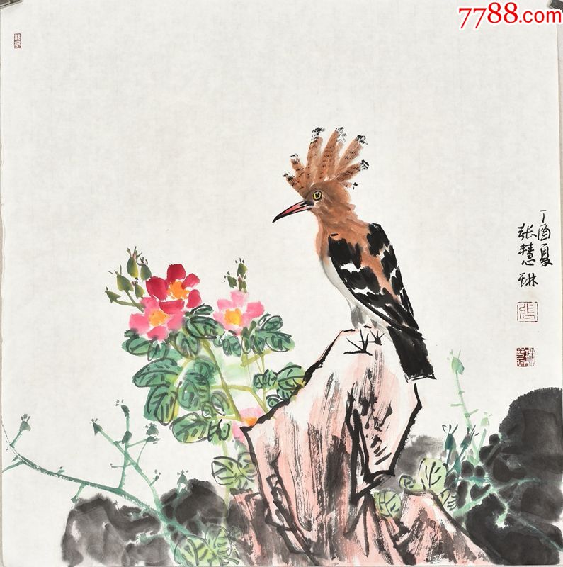 当代实力派画家张老师三尺斗方花鸟画gh03430