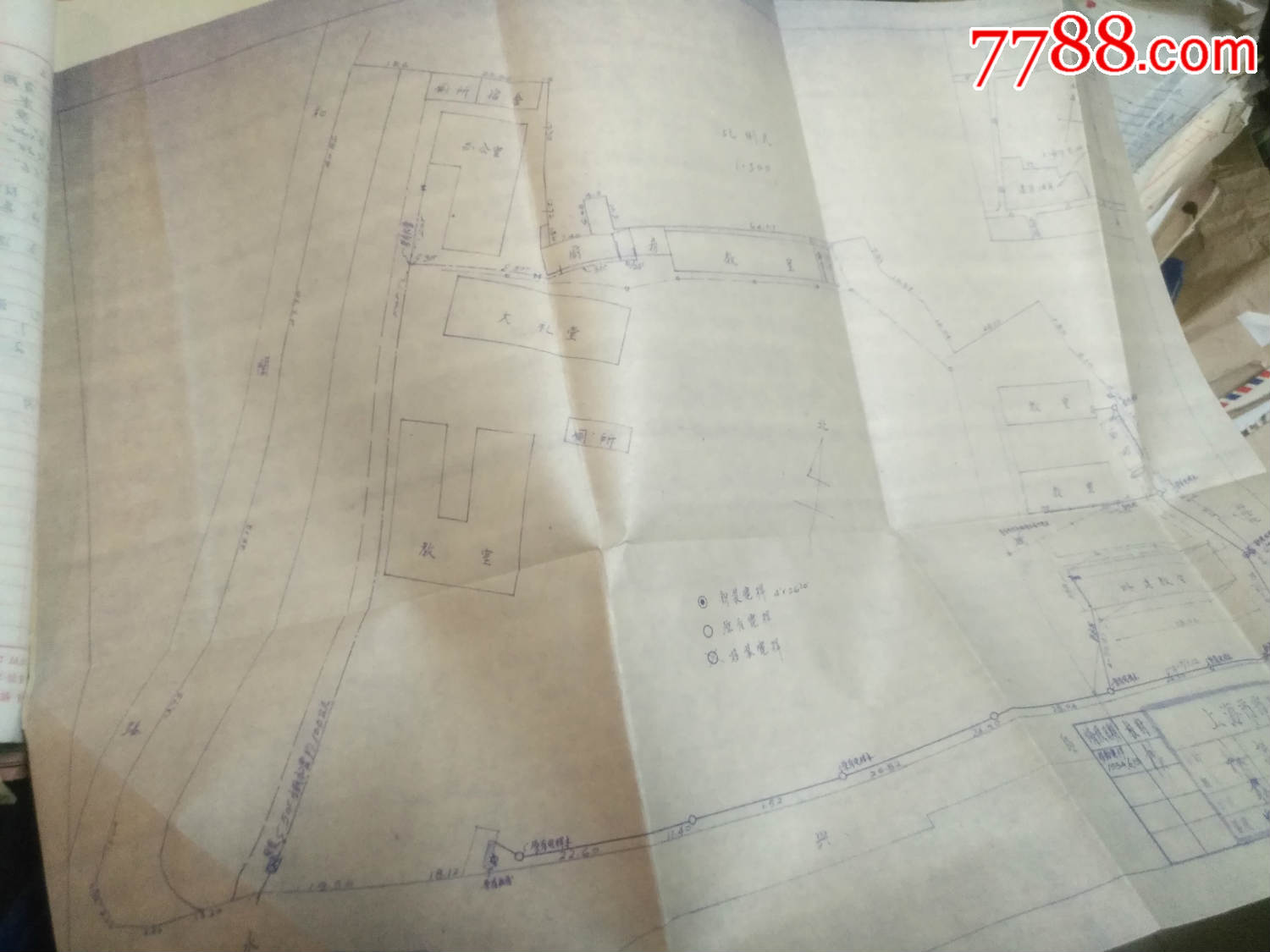 上海市北中学建筑合同一堆,有不少图纸,合同,50年代居多
