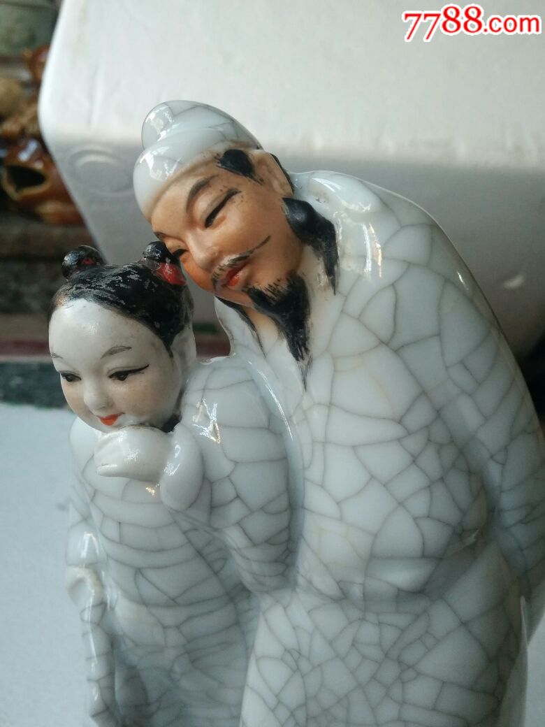 哥釉李白醉酒瓷塑