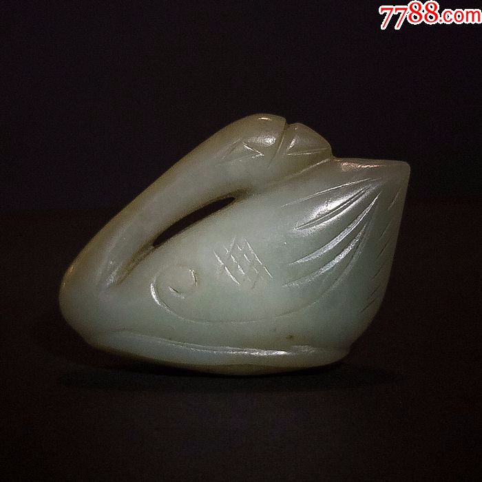 清代和田玉回头鹅玉件挂件吊坠