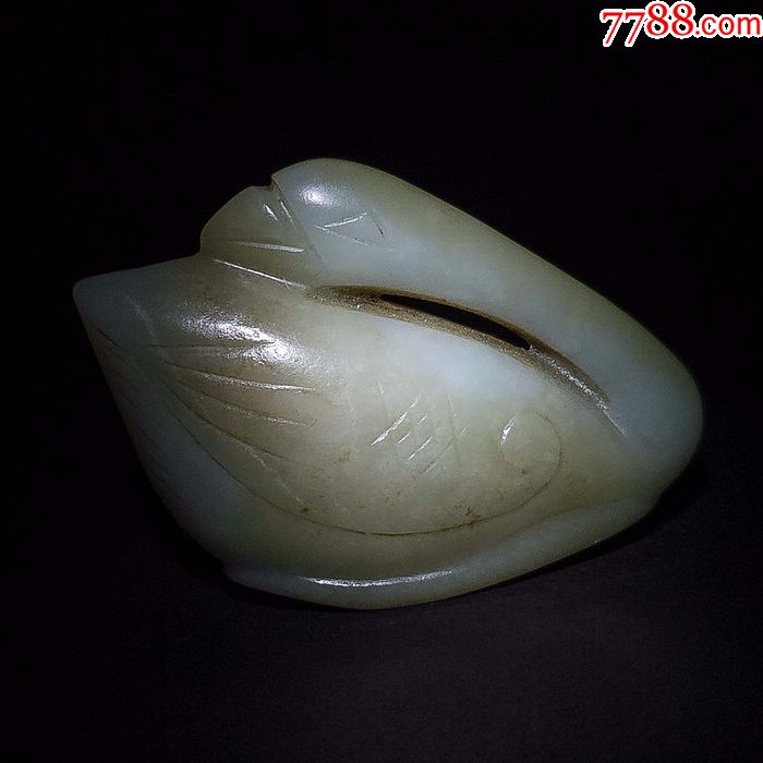 清代和田玉回头鹅玉件挂件吊坠