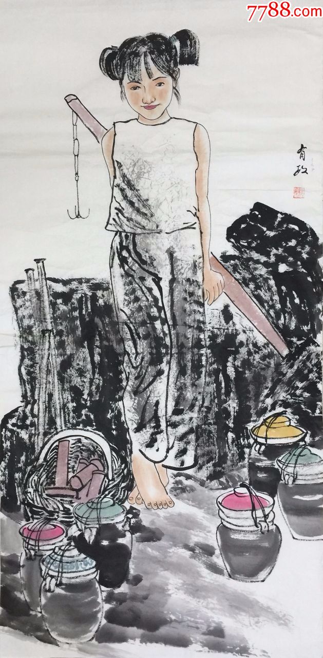 【王有政】中美协会员,陕西省美协常务理事,手绘四尺整张人物画138*69