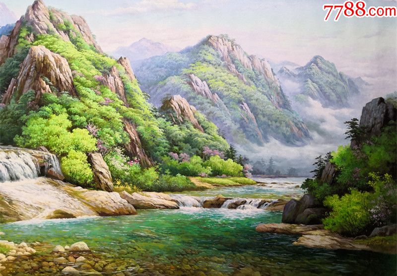 朝鲜人民画家朴孝成大幅风景油画美丽的春天,尺寸218-99厘米,年代2018年,品相全新。朴孝成(人民艺术家)1960年7月2日出生于朝鲜平壤,1983年毕业于平壤美术大学油画系,1983-1990年万寿台创作社油画创作团美术家,1991-1995年万寿台创作社青年同盟委员长