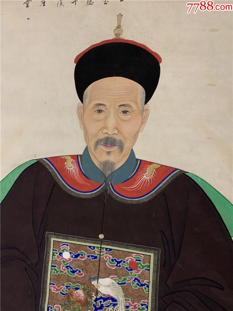 清代老字画-祖宗画一对180/95厘米bz-1603