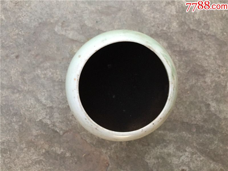 完整大号民国梅子青釉老拔罐子鸡心罐火罐包老瓷器中医药文化陶罐