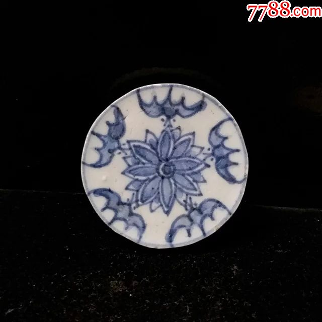 清代五蝠莲花纹杯垫青花古瓷片6-8a_价格220元_第1张_7788收藏__收藏
