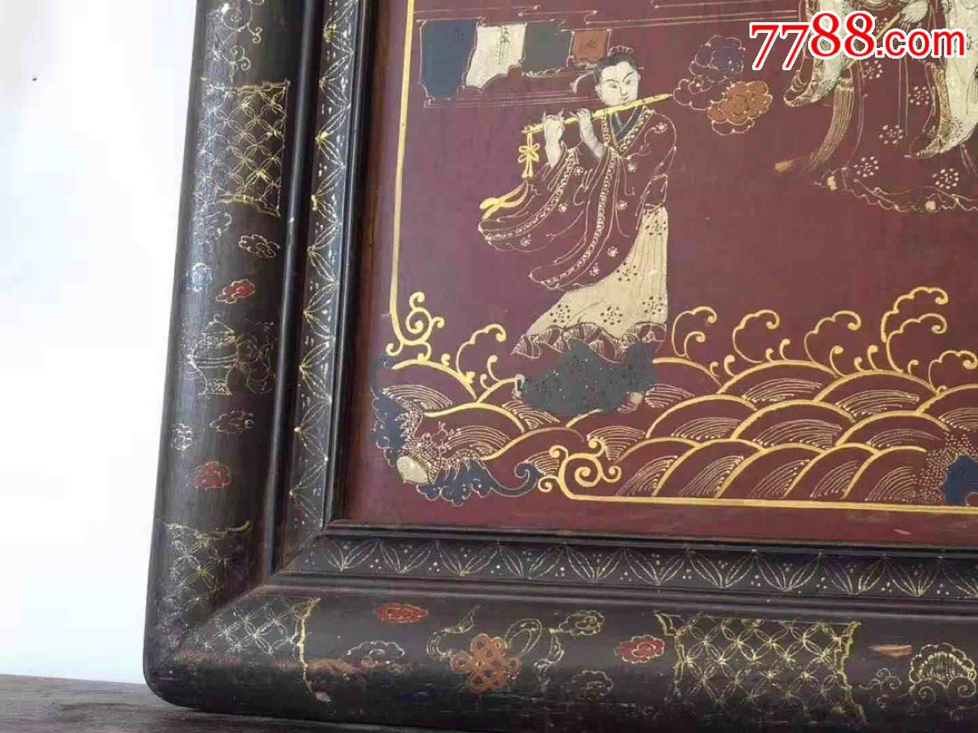 厅堂挂扁出自山西~描金漆器绘八仙图案纯手工绘画