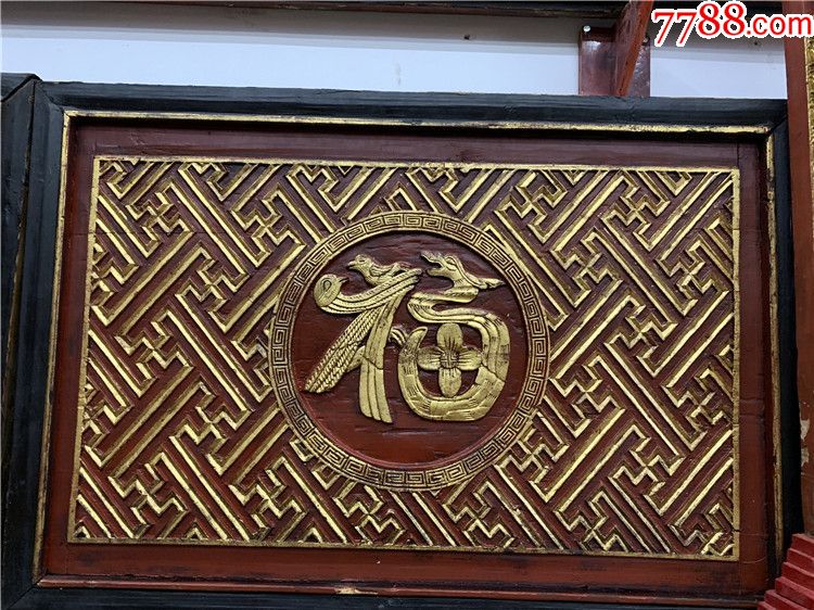 c-2902#福禄-清代老木雕-木雕雕花板cm_价格9999.