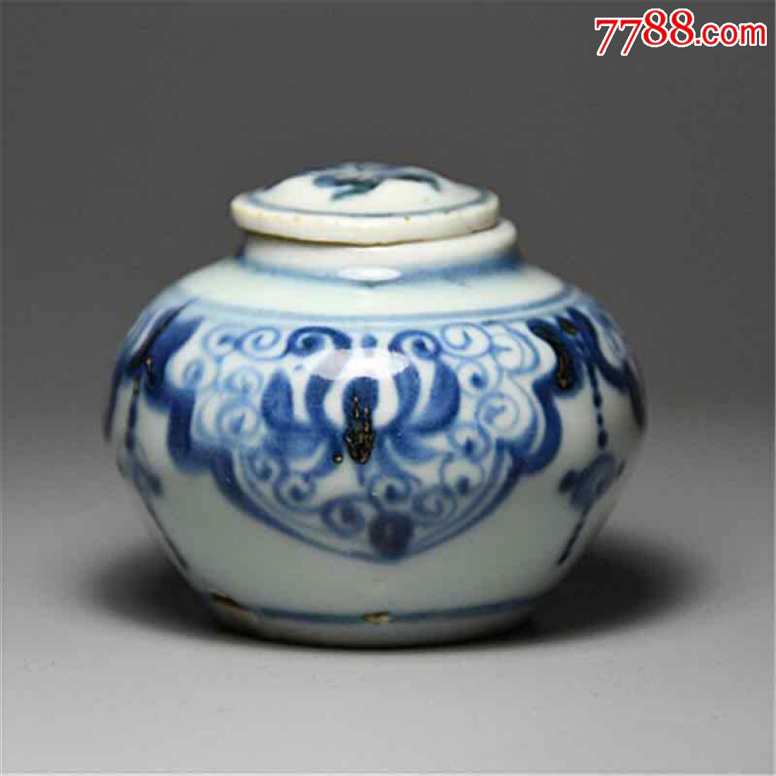 明青花弘治老瓷器明代青花瓷老青花茶也罐盖罐老罐包