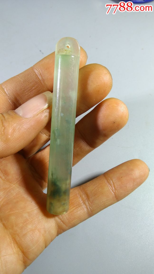 清代翡翠飘花老翎管