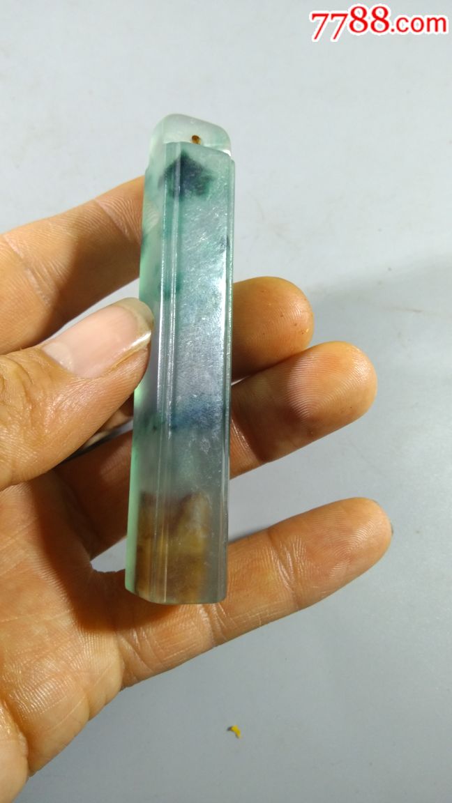 清代翡翠方形老翎管(一口价)