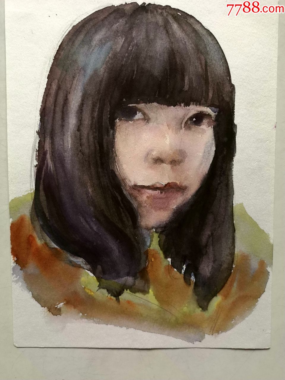 美院流出的好品水彩画稿原稿《女学生》