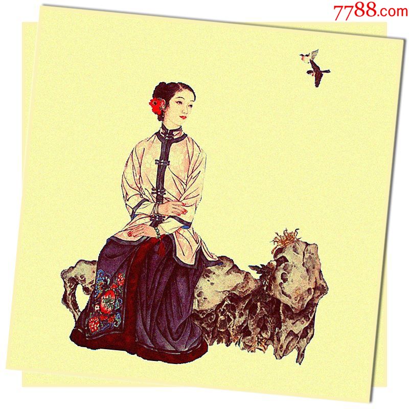 古典美女古风美女古代人物古代美女古人生活复古怀旧牛皮纸海报