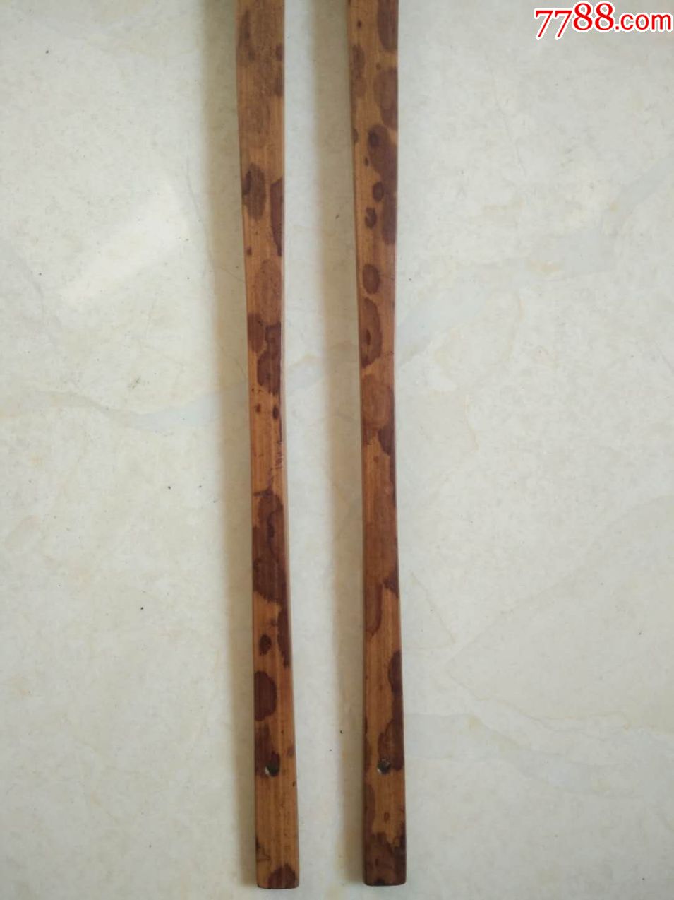清代文玩老物件《湘妃竹斑竹老扇骨》古董收藏品