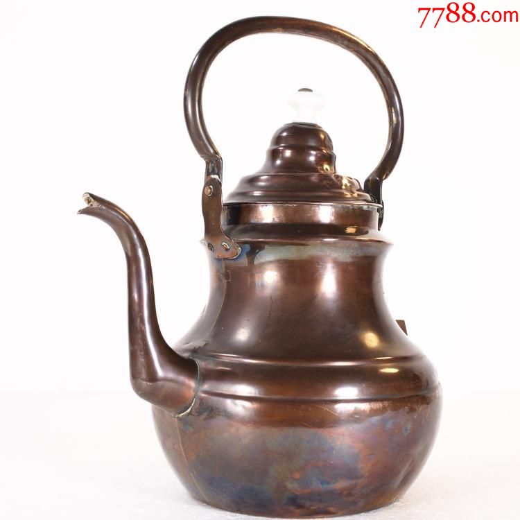 魔都洋货19世纪西洋古董铜器紫铜烧水壶茶壶手工壶重1
