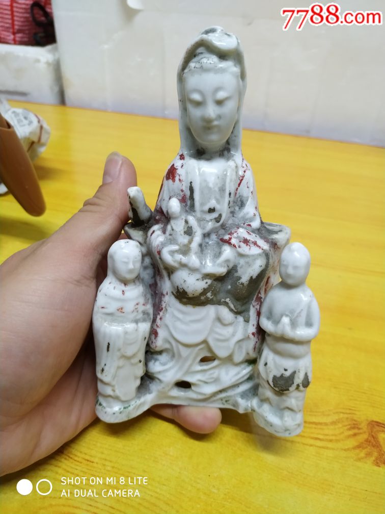 老佛像老瓷器老白瓷老送子观音德化白瓷民俗怀旧老物件