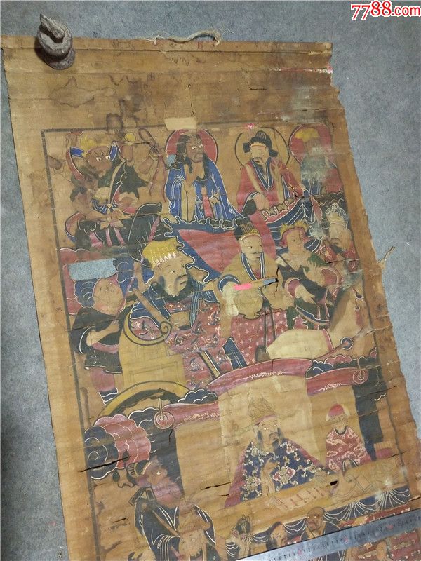 清代古玩道教画像古玩古董祖师爷画像包老包真道教神像画卷轴挂画