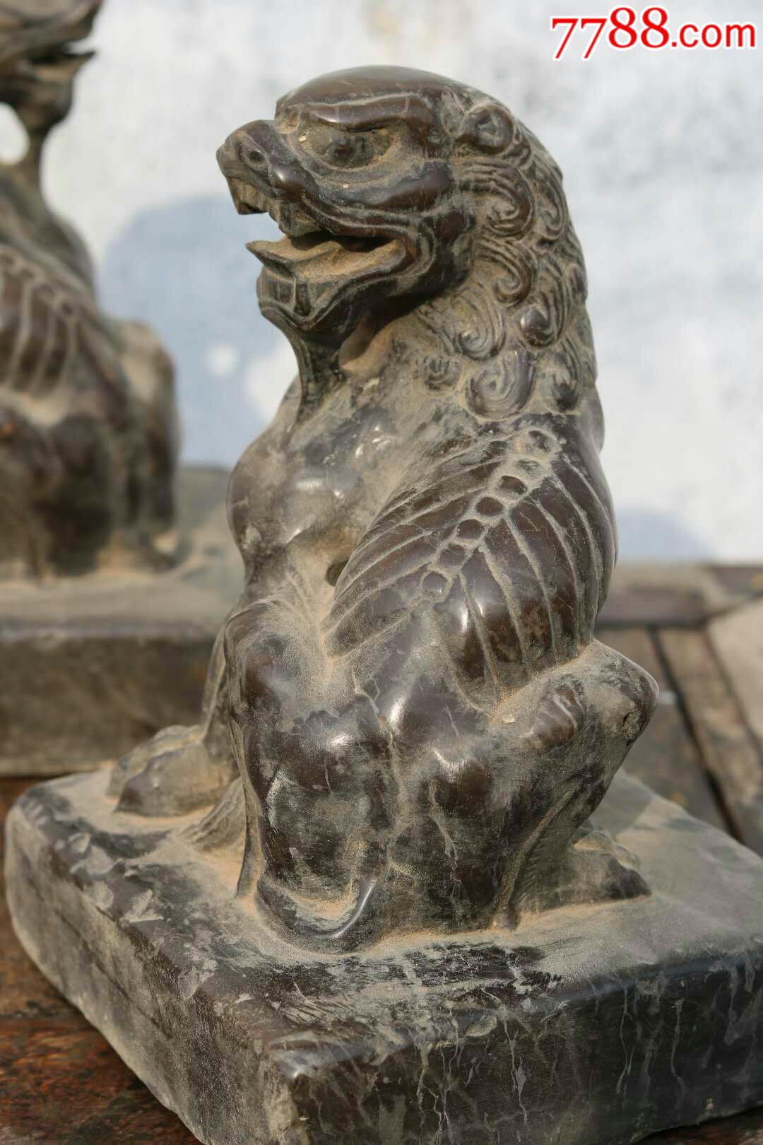 清中期精品案头瑞兽一对-石狮/石雕塑-7788收藏__收藏