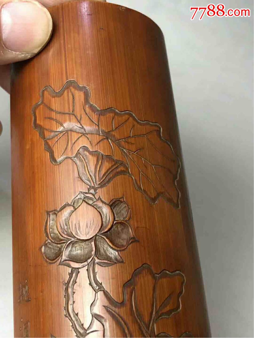 清代臂搁,全手工竹雕,有款500