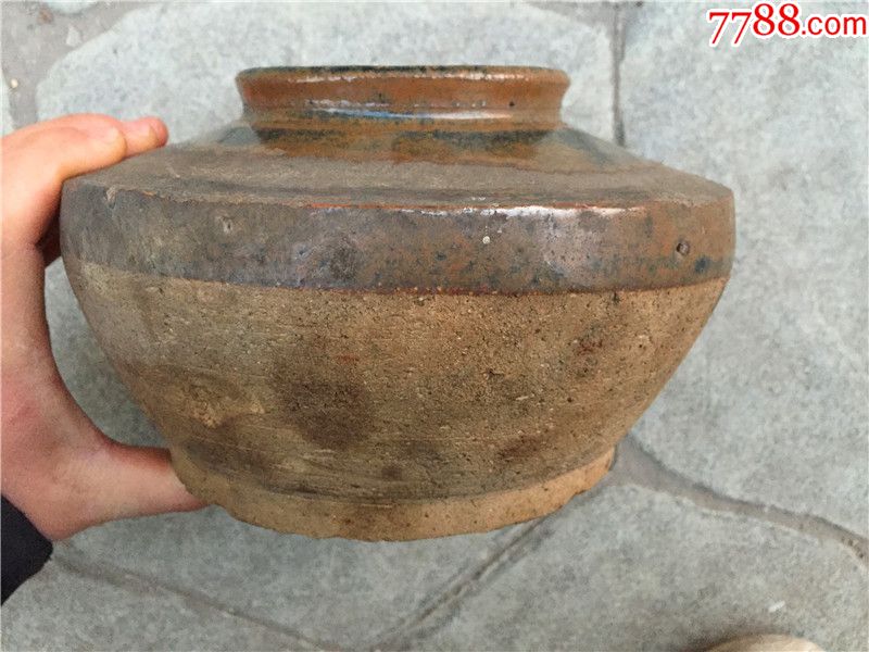 直径20明末清初紫金釉窑变螺旋纹老坛子罐子包老物件老窑口陶器