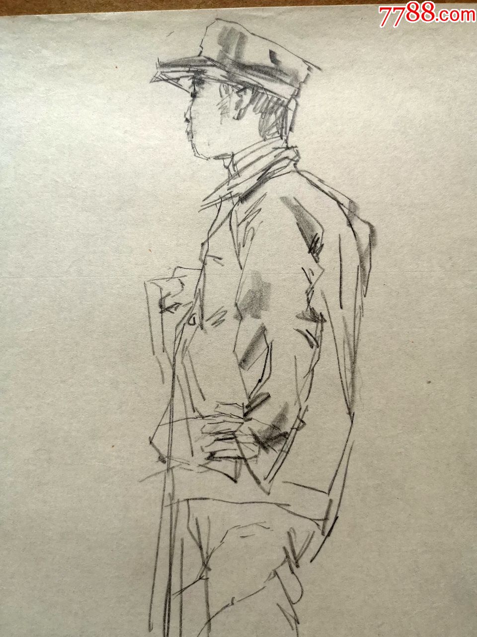 80-90年代手绘素描速写画稿原稿《休息2》