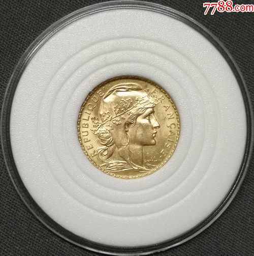 近未流通品相--法国1913年高卢雄鸡20法郎金币6.45克