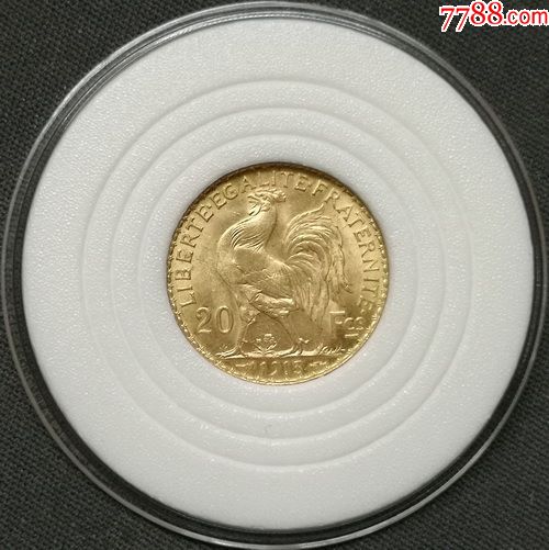 近未流通品相--法国1913年高卢雄鸡20法郎金币6.45克