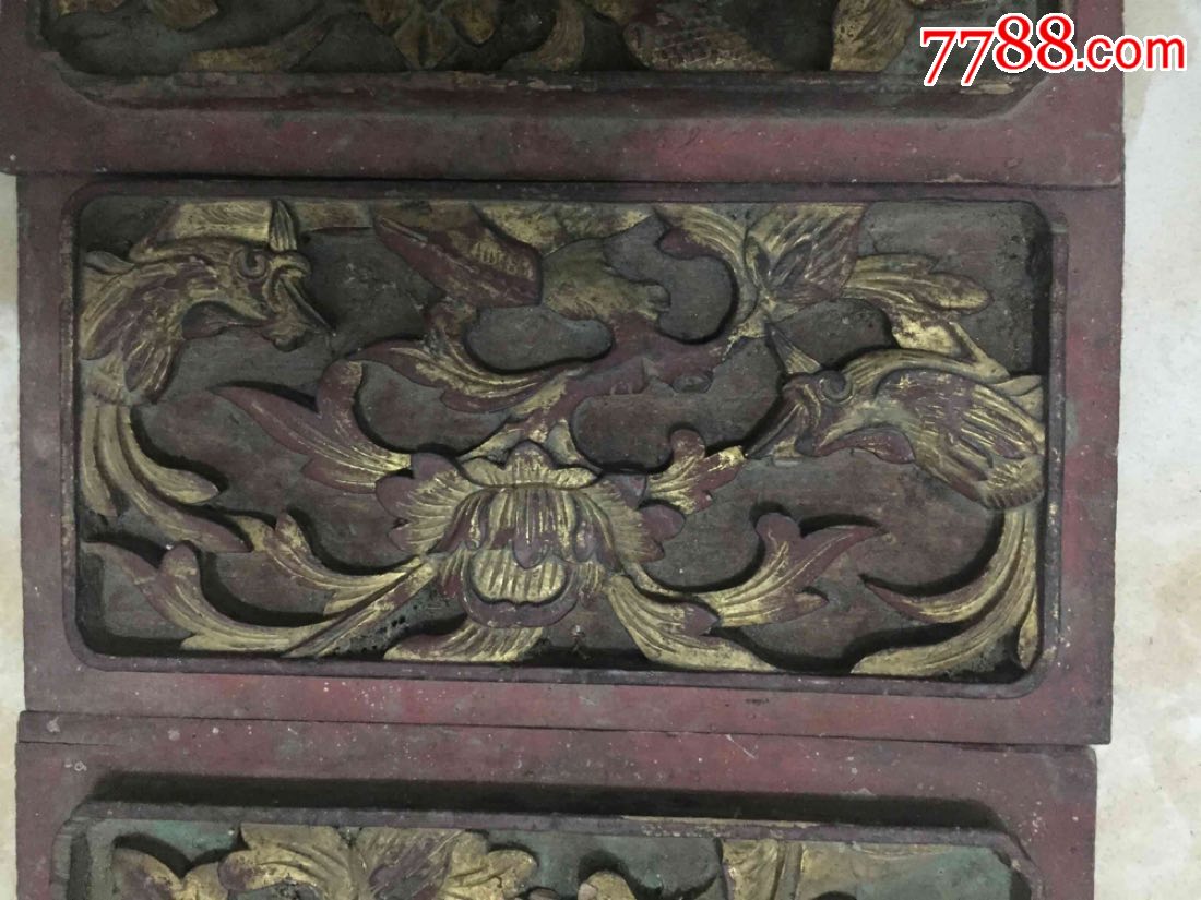 清代,木雕花板