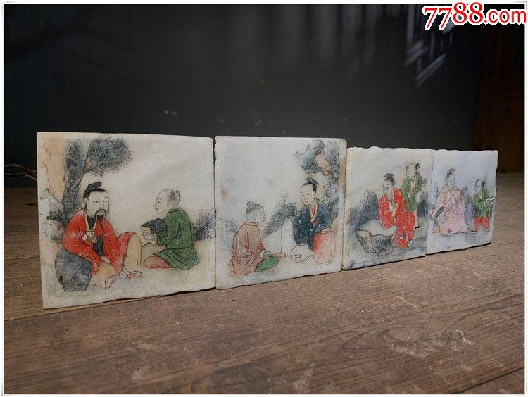 by-734四片瓷板画/清代老瓷器/古玩古董收藏