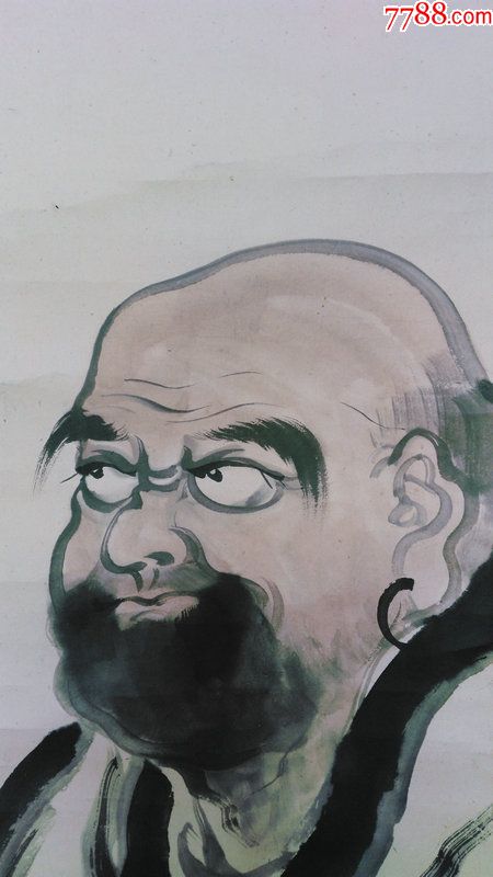 海外回流字画清代民国纸本水墨画人物绫裱佛教达摩祖师条幅8*9