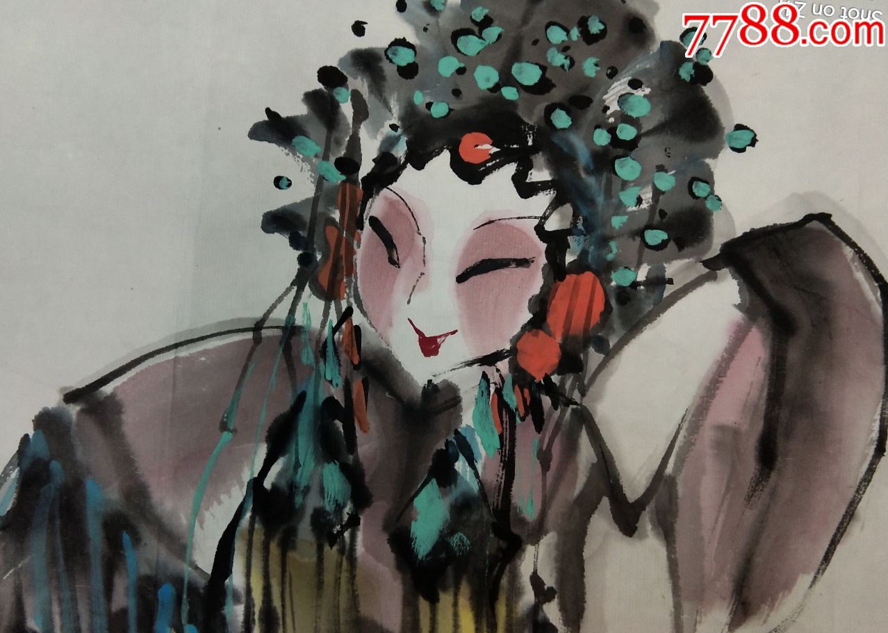 陈乃斌四尺开三戏曲人物《贵妃醉酒》画片