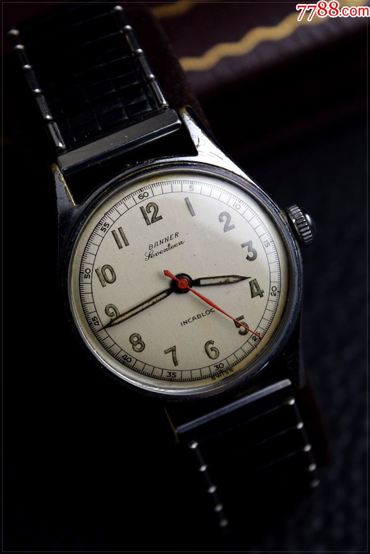 钟表收藏古董瑞士二手表机械表旧表手动机芯banner附赠benrus包邮