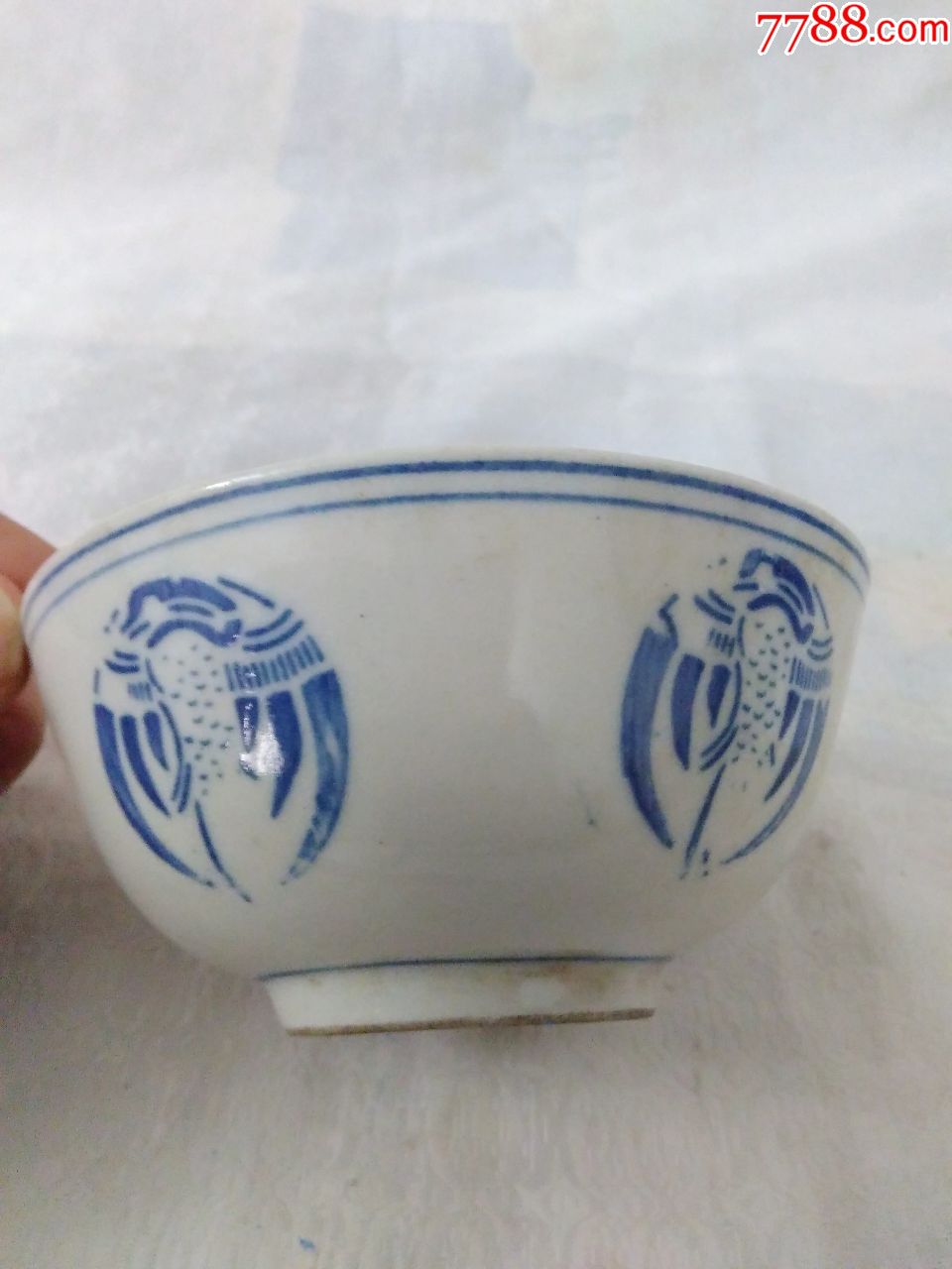 3652全品民国团鹤纹青花碗
