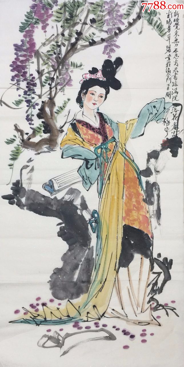 【颜梅华】【纯手绘】中美协会员,手绘四尺整张人物画_价格299.