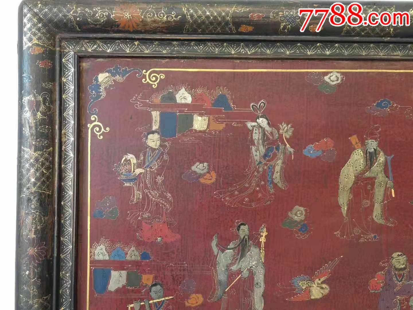 厅堂挂扁出自山西描金漆器绘八仙图案纯手工绘画画工精美厅堂大器