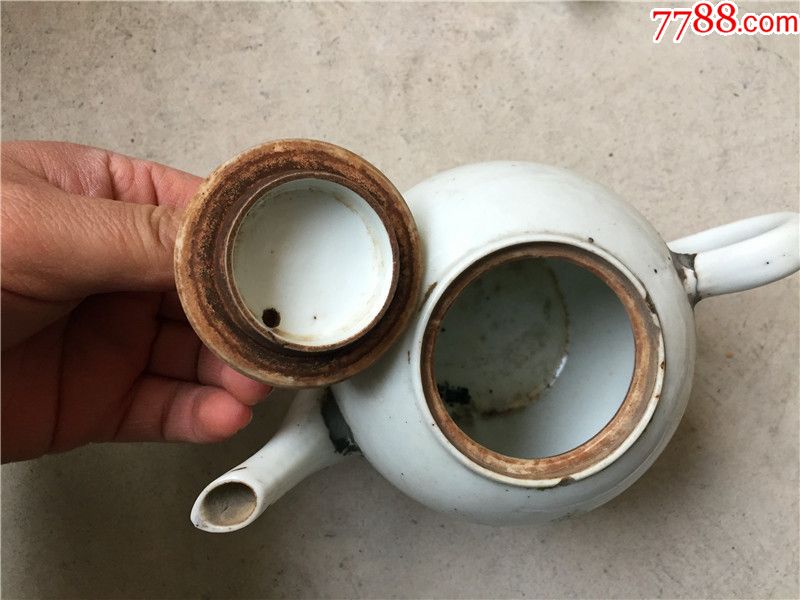 清末民国名家手绘浅降彩山水老茶壶包老瓷器茶具茶器家居摆件老货