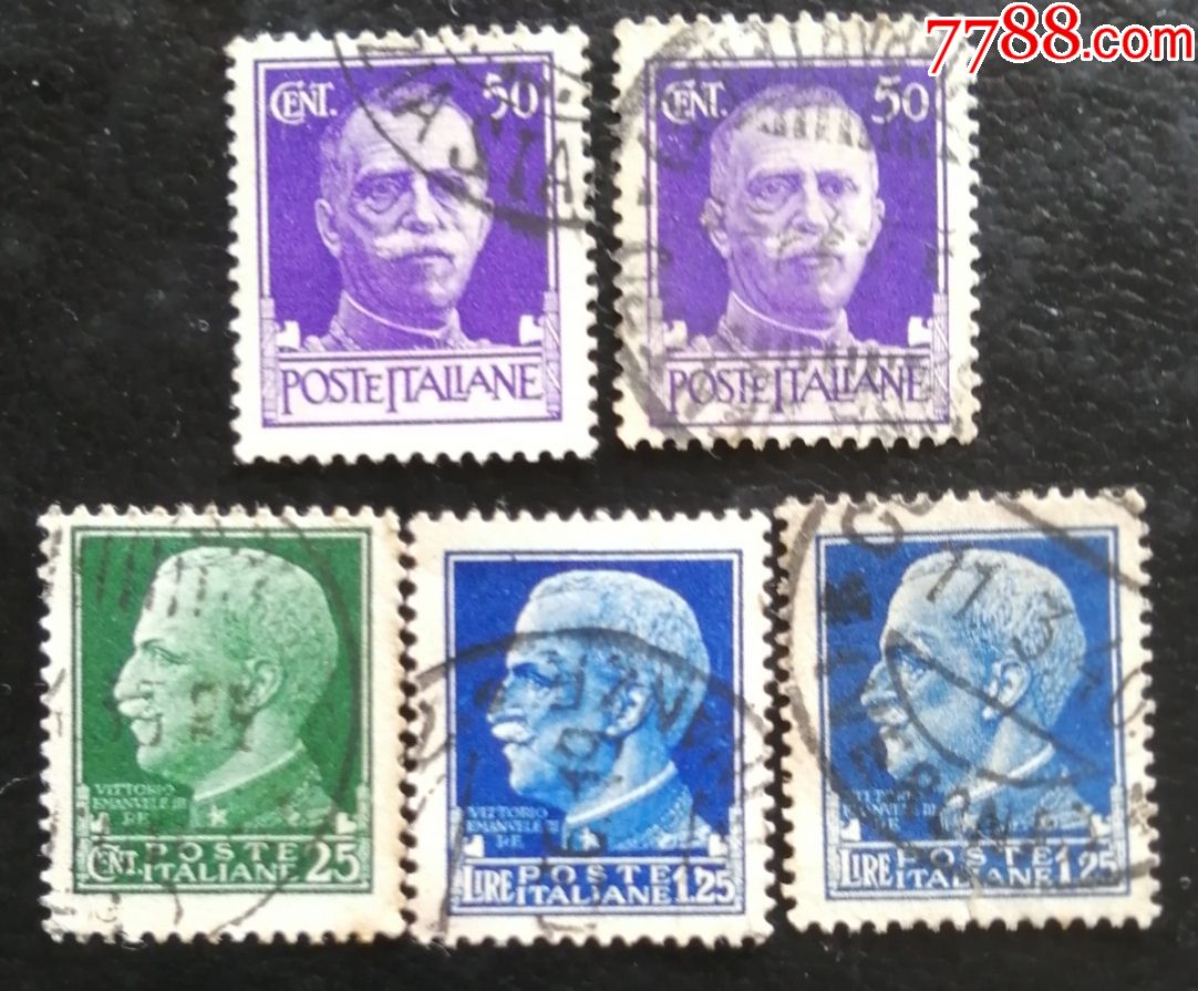 外国邮票:意大利--维克多-伊曼纽尔三世---普票{1929}三销