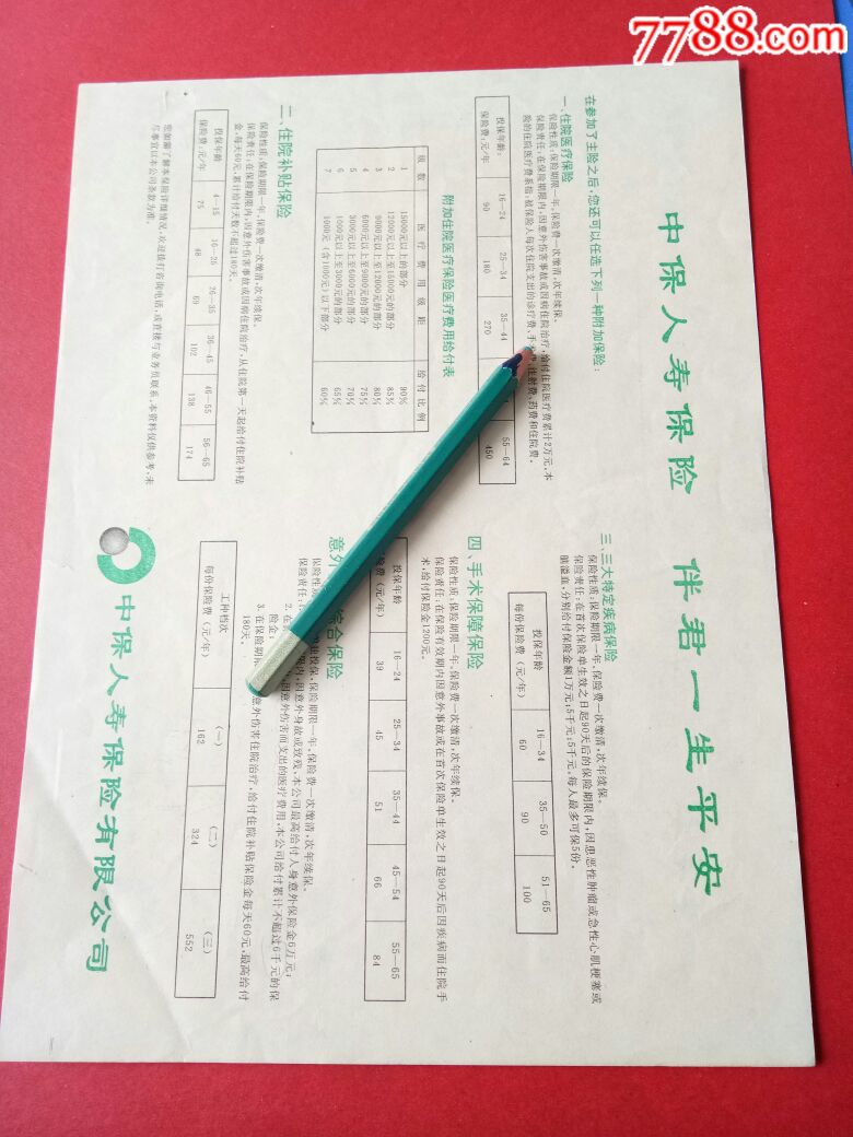 中国人寿保险,保险单(宣传页)