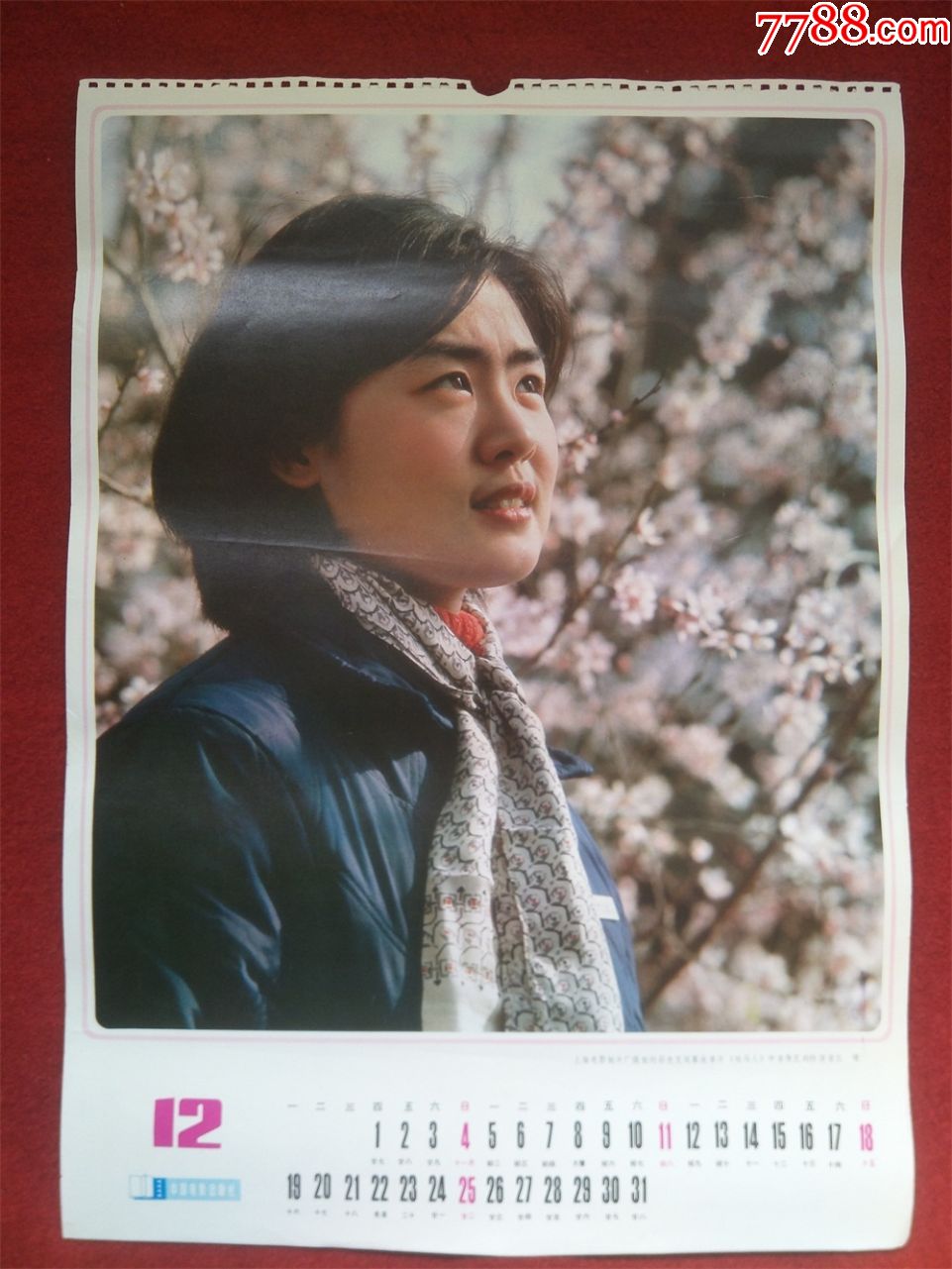 怀旧收藏八十年代挂历单页《著名电影牧马人丛珊饰》53*37cm