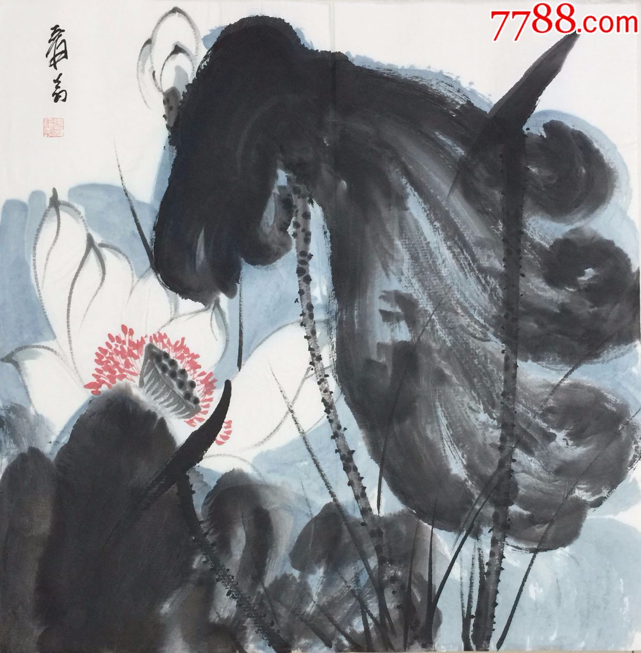 【张大千】中国著名国画大师,手绘四尺斗方花鸟画2